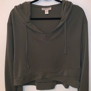 Green Cropped Hoodie